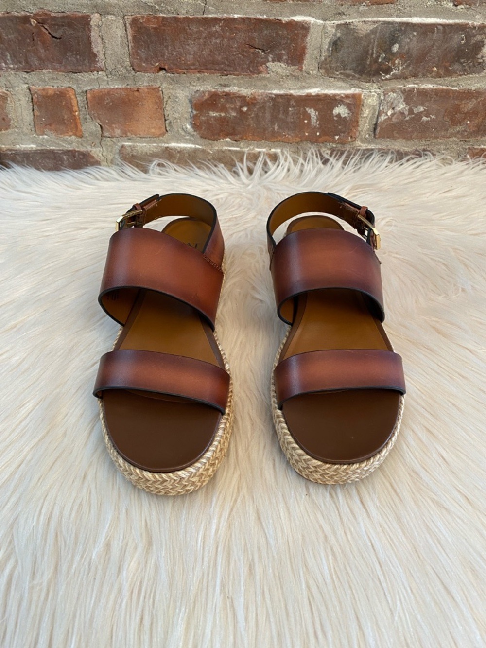 Naturalizer Patience Platform Brown Leather Sandals, Size 9.5 - Picture 3 of 16